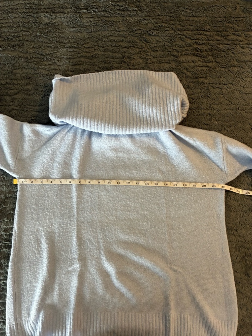 Light Blue Off-Shoulder Ribbed Sweater - Picture 6 of 8